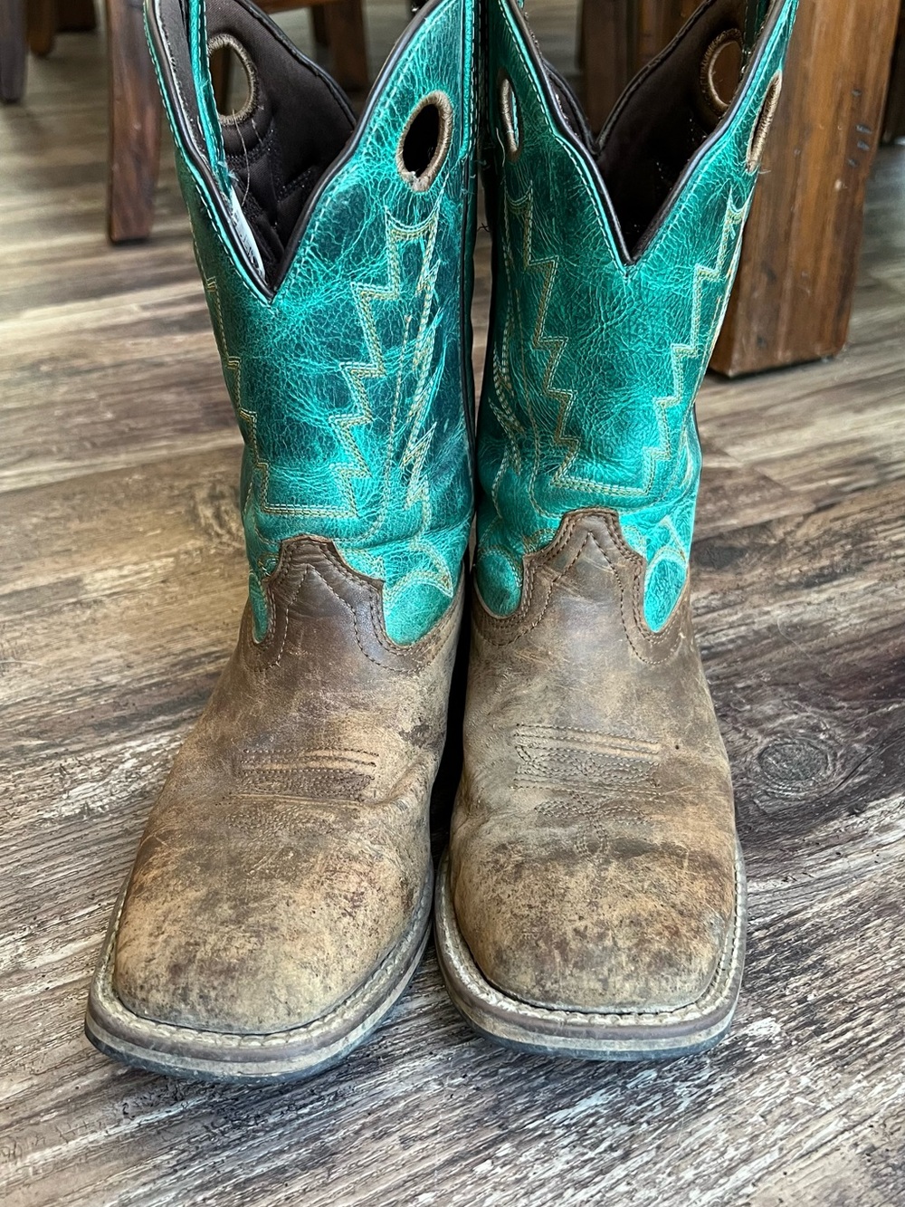 Men's Smokey Mountain Boys Jesse Leather Western Boots with Turquoise Shaft - Picture 4 of 8